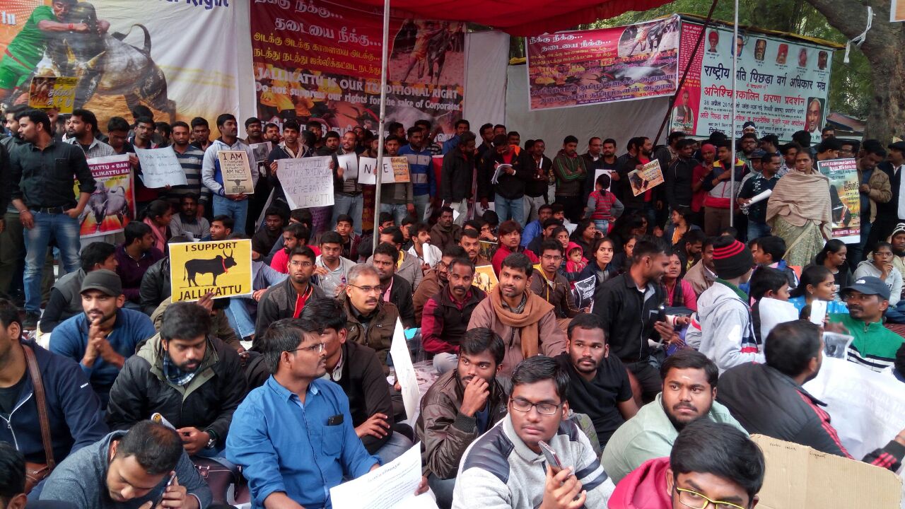 Street protest gathering in Delhi heat